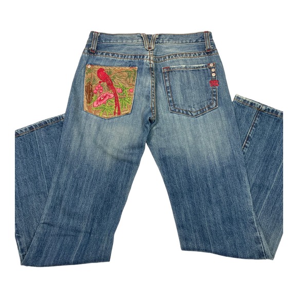Vintage Miss Me Flare Jeans Parrot & Flower Embroidered Pocket Size 26 - Picture 5 of 10